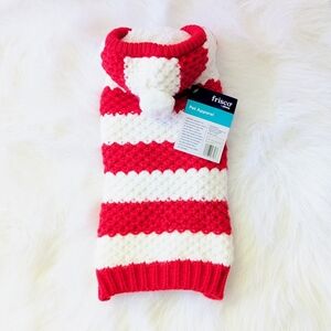 Red White Knit Lined Dog Sweater